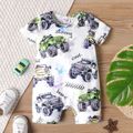 Baby Boy Allover Vehicle & Letter Print Short-sleeve Naia™ Romper White image 1