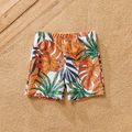 Family Matching Tropical Plant Print Two-piece Swimsuit and Swim Trunks Shorts ColorBlock image 1