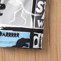 2pcs Baby Boy Cotton Short-sleeve Letter Graphic Tee and Dinosaur Print Shorts Set Black image 5