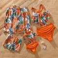 Family Matching Tropical Plant Print Two-piece Swimsuit and Swim Trunks Shorts ColorBlock image 5