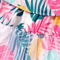 Baby Girl Allover Plant Print Cold Shoulder Sleeveless Ruffled Mesh Dress Pink image 4