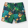 PAW Patrol Sibling Matching Letter Graphic Ruffle Trim One-Piece Swimsuit and Allover Plant Print Swim Trunks Colorful image 2