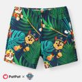 PAW Patrol Sibling Matching Letter Graphic Ruffle Trim One-Piece Swimsuit and Allover Plant Print Swim Trunks Colorful image 1