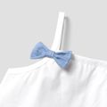 3pcs Toddler Girl 100% Cotton Bow Decor Camisole & Shorts & Headband Set BLUE WHITE image 3