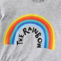 2pcs Baby Boy 95% Cotton Rainbow & Letter Print Hooded Short-sleeve Tee & Shorts Set Lightgrey image 5