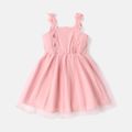 Kid Girl Floral Appliques Overlay Slip Dress Pink image 1