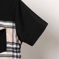 2Pcs Kid Boy Plaid Panel Short-sleeve Polo Shirt and Shorts Set Black image 4