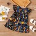 Baby Girl Allover Geometric Print Flutter-sleeve Dress Dark Blue image 2