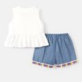 LOL Surprise Kid Girl 2pcs Graphic Print Naia™ Tank Top and Fringe Design Denim Shorts Set Colorful image 3