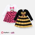 L.O.L. SURPRISE! Toddler Girl Cotton Leopard Print/Stripe Splice Long-sleeve Dress Black image 2