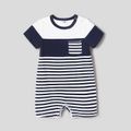 Family Matching Cotton Colorblock Striped Short-sleeve Tee and Spliced Tank Dresses Sets Tibetanbluewhite image 2