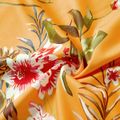 Family Matching Cotton Short-sleeve Colorblock T-shirts and Allover Floral Print Belted Strappy Dresses Sets Yellow image 5