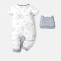 Tom and Jerry 2pcs Baby Boy Short-sleeve Graphic Jumpsuit and 3D Ear Hat Set Grey image 2