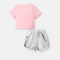 Barbie 2pcs Kid Girl Short-sleeve Cotton Tee and Elasticized Shorts Set Pink image 3