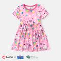 Peppa Pig Toddler Girl Mother's Day Stripe/Heart Print Short-sleeve Dress Multi-color image 1