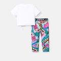 L.O.L. SURPRISE! Kid Girl 2pcs Tie Knot Cotton Tee and Allover Print Leggings Set White image 2