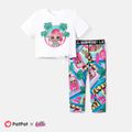 L.O.L. SURPRISE! Kid Girl 2pcs Tie Knot Cotton Tee and Allover Print Leggings Set White image 1