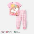 Looney Tunes 2pcs Toddler Girl/Boy Naia Character Print Short-sleeve Tee and Stripe Cotton Pants Set Pink image 1