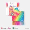 Barbie 2pcs Toddler Girl Naia Flutter-sleeve Tee and Mesh Mermaid Skirt Set Colorful image 1