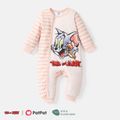 Tom and Jerry Baby Boy/Girl Long-sleeve Striped Graphic Spliced Naia™ Jumpsuit LightPink image 1