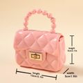 Toddler / Kid Pure Color Geometry Lingge Pearl Handbag Clutch Purse for Girls Pink image 2