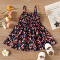 Baby Girl Allover Floral Print Bow Front Cut Out Cami Dress Black image 2