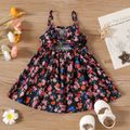 Baby Girl Allover Floral Print Bow Front Cut Out Cami Dress Black image 1