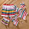 Family Matching Colorful Striped Ruffle-sleeve Cut Out One-piece Swimsuit or Swim Trunks Shorts COLOREDSTRIPES image 2