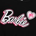 Barbie Kid Girl 2pcs Tie Knot Short-sleeve Cotton Tee and Leopard Print Shorts Set Black image 3