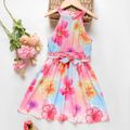 2pcs Kid Girl Floral Print Sleeveless Dress & Belt Colorful image 1