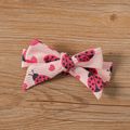 3pcs Baby Girl Cotton Ribbed Allover Ladybird Print Cami Top and Bow Decor Ruffled Skirt & Headband Set Pink image 5