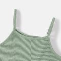 Mommy and Me Cotton Ribbed Floral Embroidered Cami Mesh Dresses Green image 3