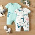 2-Pack Naia Baby Boy Cotton Dinosaur Print Short-sleeve Rompers Green image 1