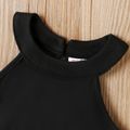 2Pcs Toddler Girl Halter Tank Top and Letter Print Belted Skirt Set Black image 3