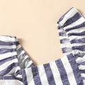 2Pcs Kid Girl Stripe Ruffled Tank Top and Pants Set Blue image 3