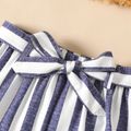 2Pcs Kid Girl Stripe Ruffled Tank Top and Pants Set Blue image 4