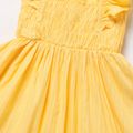 Toddler Girl Ruffled Smocked Floral Print/ Yellow Flutter-sleeve Dress Yellow image 5
