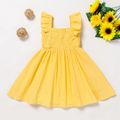 Toddler Girl Ruffled Smocked Floral Print/ Yellow Flutter-sleeve Dress Yellow image 3