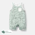 Baby Girl/Boy Dinosaur Print/Stripe Sleeveless Jumpsuits Light Green image 1
