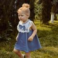 Baby Girl Lace Detail Bow Front Denim Tank Dress BLUE image 1