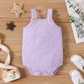 Baby Girl 100% Cotton Solid Color Ribbed Sleeveless Rompers Purple image 1