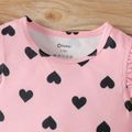 Baby Girl Naia™ Heart Print Flutter-sleeve Rompers Pink image 3