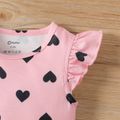 Baby Girl Naia™ Heart Print Flutter-sleeve Rompers Pink image 4