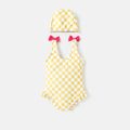 L.O.L. SURPRISE! Toddler/Kid Bowknot Design Plaid Sleeveless Onepiece Swimsuit Pale Yellow image 3