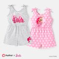 Barbie Toddler Girl Cotton Stripe Bowknot Design Sleeveless Rompers Light Grey image 2