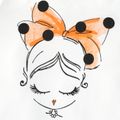2pcs Kid Girl Figure Print Short-sleeve Tee and Polka dots Mesh Skirt Set Orange image 3
