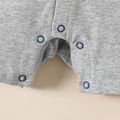 Baby Boy Cotton Letter Print Colorblock Polo Neck Short-sleeve Romper Flecked Grey image 5