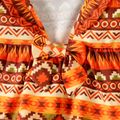 3pcs Baby Girl 100% Cotton Solid Shorts and Allover Print Ruffle Collar Tank Top & Headband Set Multi-color image 4