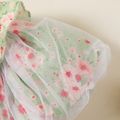 Baby Girl 100% Cotton Allover Floral Print Ruffled Collar Puff-sleeve Mesh Dress GrayGreen image 4