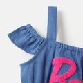 Barbie Kleinkind/Kind Mädchen schulterfreier Jeans-Baumwoll-Slip-Strampler Denim Blue image 3